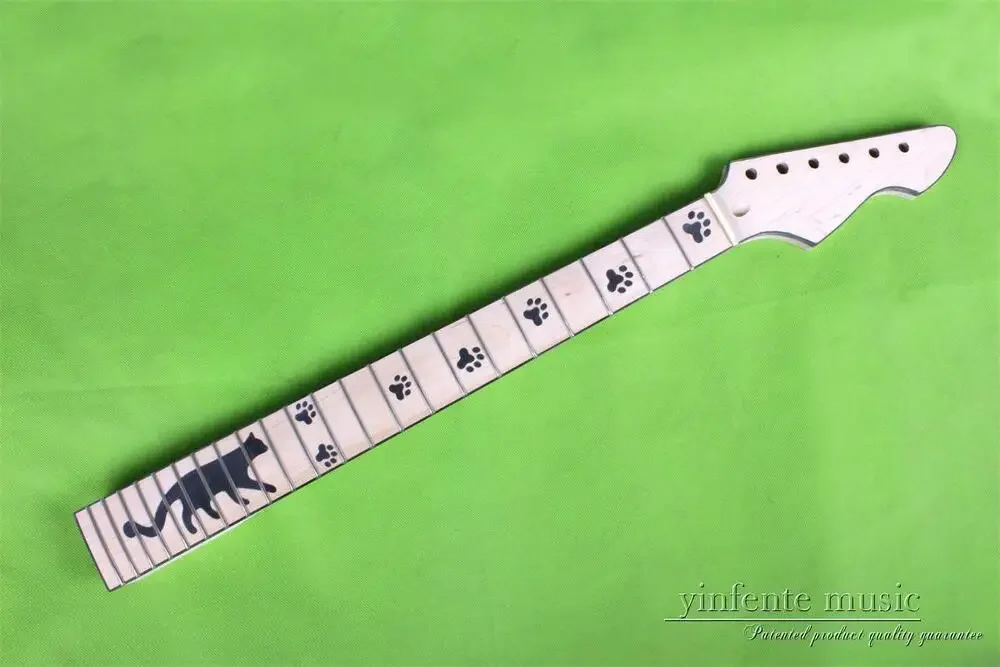 

Yinfente New Electric Guitar Neck 25.5inch 22fret Cat Paw Inlay Maple Fretboard Binding