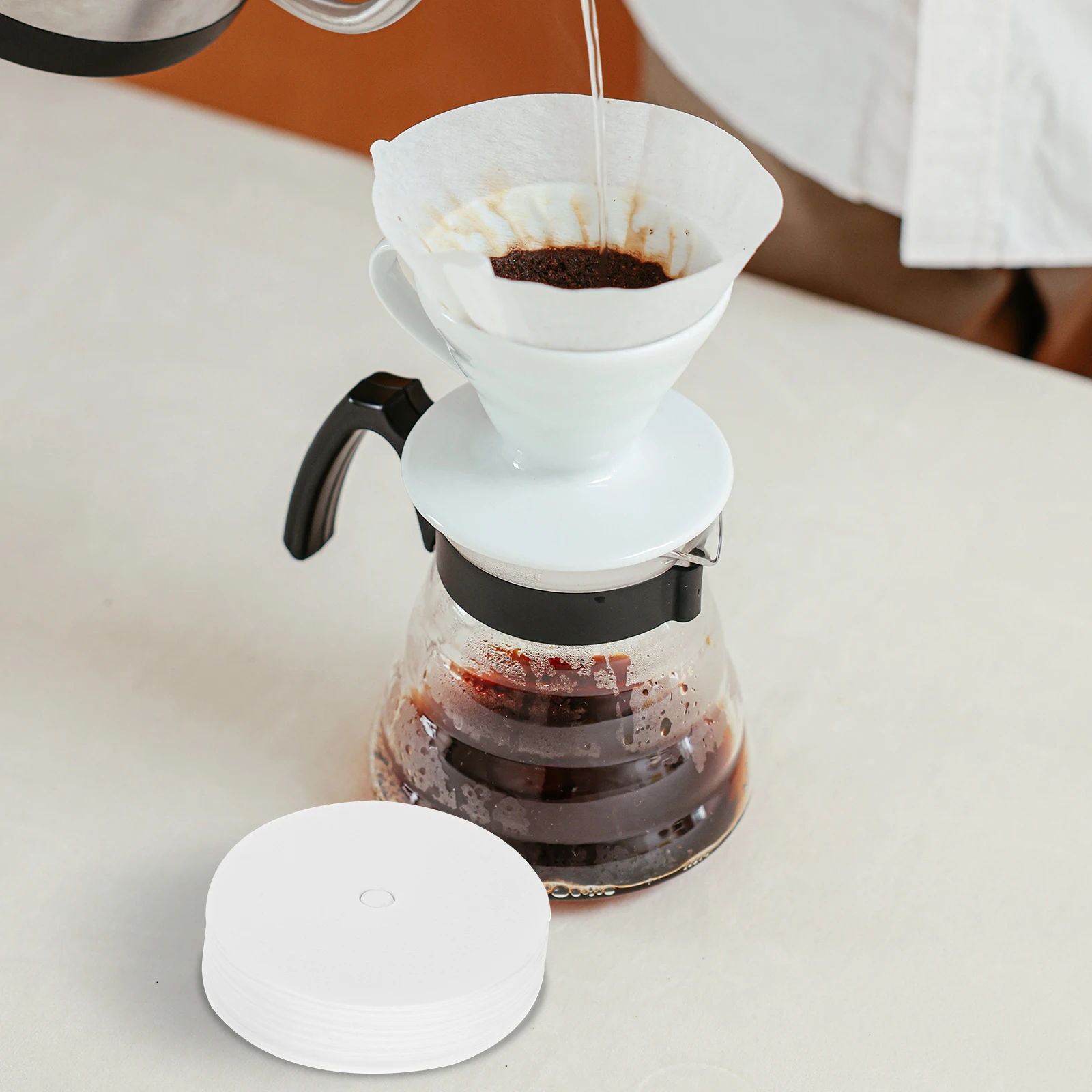 

100pcs Round Filter Pads Disposable Filtering Paper For Espresso Coffee Making Filters Portable Coffee Filters Unbleached