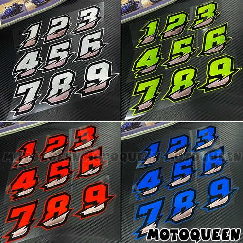 Pegatinas de números para motocicleta de carreras, árabe, DIY, 123456789, cubierta lateral para tanque de combustible, carenado, casco, calcomanía para Motocross, moto y coche