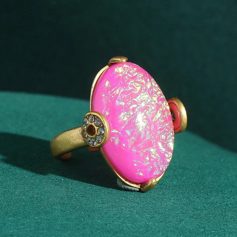 

Vintage Rose Red Opal Ring Gold Color Rhinestone Quality Luxury Designer Gifts For Woman Accessories New Trends In 2025 Wedding