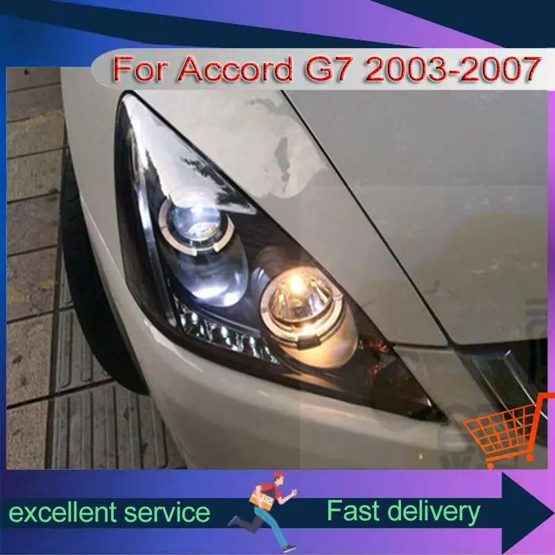 

Автомобильные фары для Honda Accord G7 2003-2007, модификация автомобильной сборки, двойной проекционный объектив, светодиодный ксеноновый фонарь «ангельский глаз»