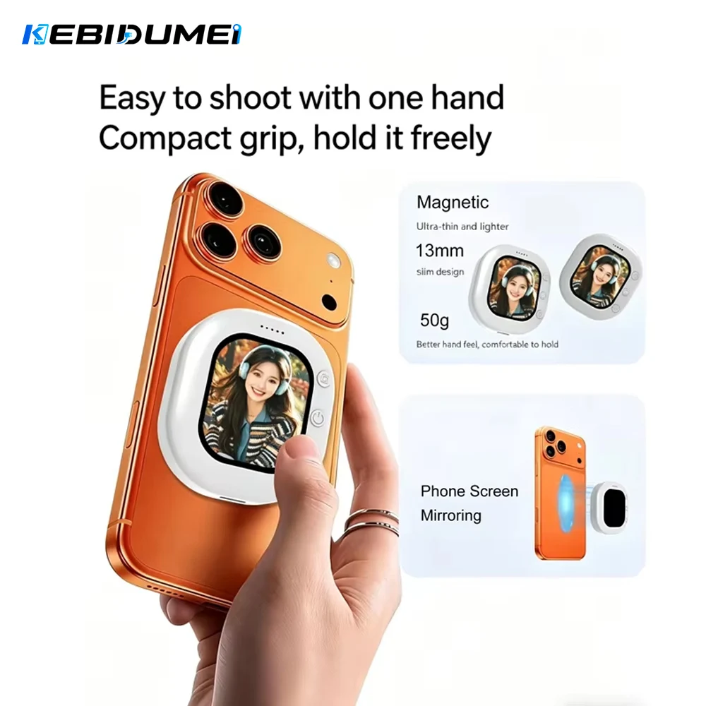 KEBIDUMEI Drahtloser Monitor mit Rückkamera-Bildschirm, Smartphone-Selfie-Magnetschirm für Vlog-Videoaufnahmen, Outdoor-Selfie-Tool