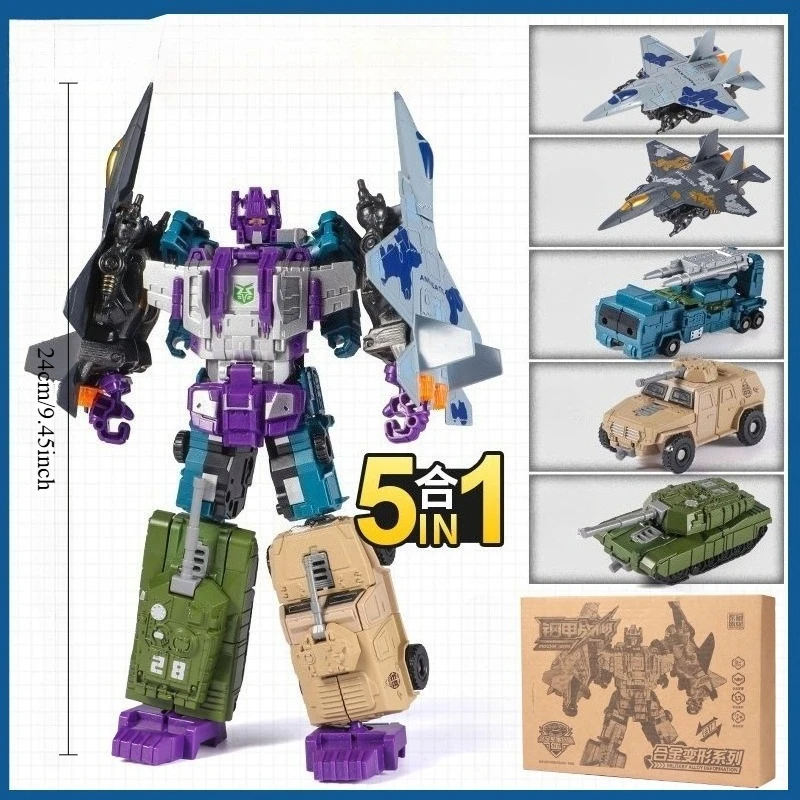 9.  45'' 24cm/5 w 1 Robot Transformujący się Figurka Akcji Model Plastikowy Robot Motyw Militarny Seria Zabawek Prezent dla Dzieci