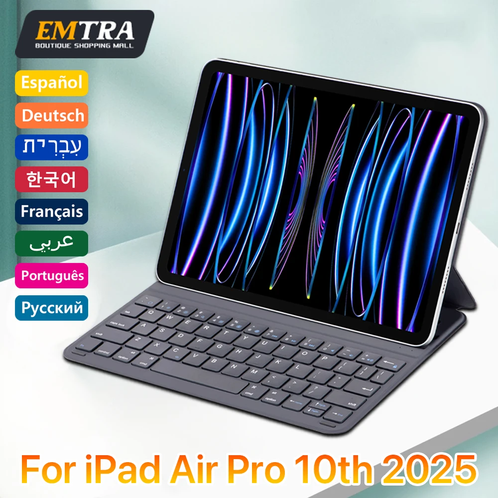 لوحة مفاتيح سحرية 12 9 بوصة من الصوف لجهاز IPad 10th 2025 Air 6 11in 13in لوحة مفاتيح بلوتوث لاسلكية لجهاز IPad Air4 5 Pro 11