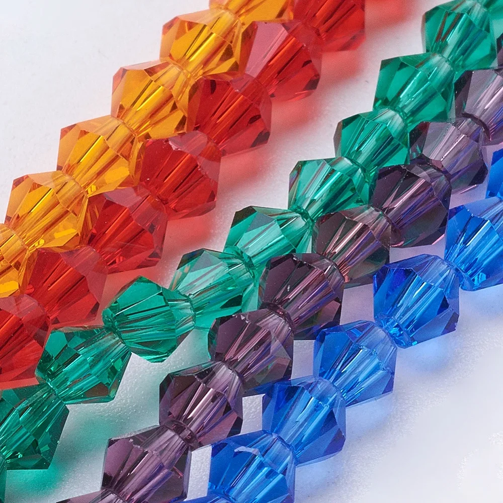 Imitation Austrian 5301 Bicone Beads Faceted Glass Beads Strands Mixed Color 4x4mm Hole: 0.8~1mm 75~78pcs/strand 28~29cm