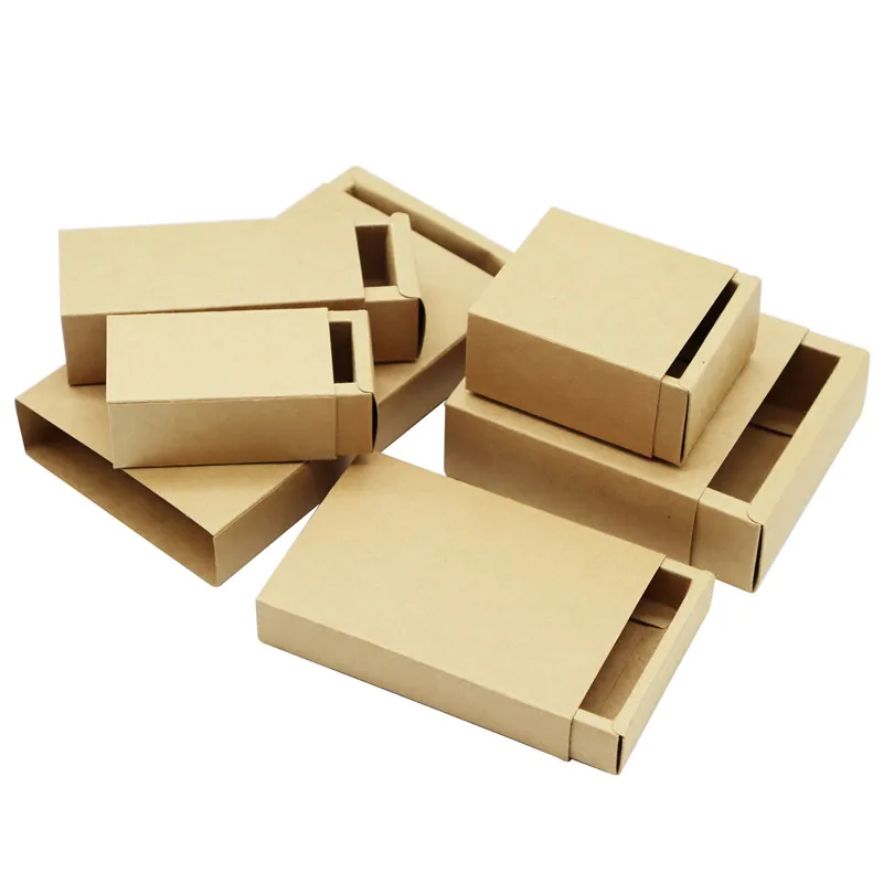 new Kraft Paper Gift box Retail Black Kraft Paper Drawer Box Gift Craft Power Bank Packaging Cardboard Jewelry Boxes