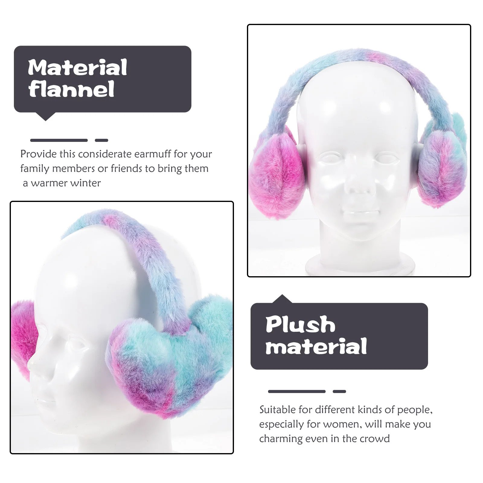 

Winter Ear Muffs Earmuffs for Women Fuzzy Warm Covers Anti Freeze Ear Warmer Blue Purple Headband Accessories