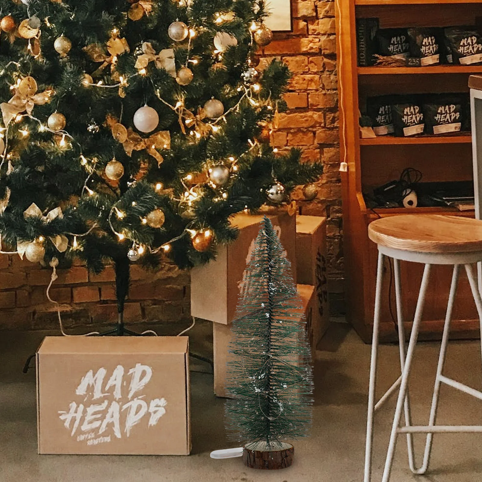 

Glowing Christmas Tree Mini Desktop Decor Gift nament Xmas Holiday Tabletop Bookshelf Cabinet Dining Home Office