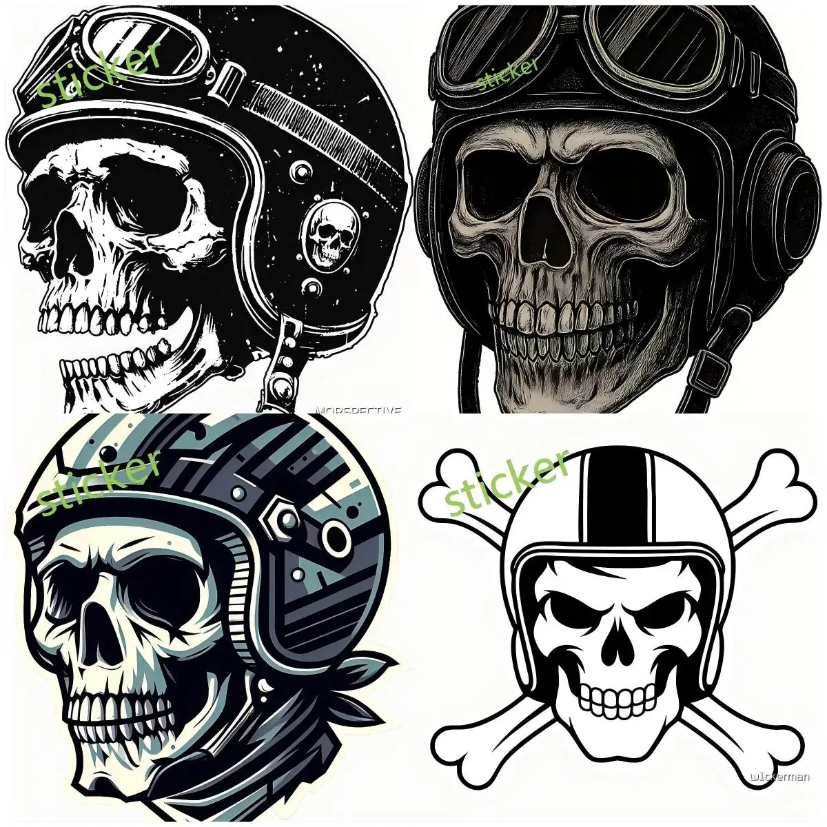 

Skull Helmet Car Stickers Waterproof Decals Vinyl Creative Car Accessories Cartoon Graphics