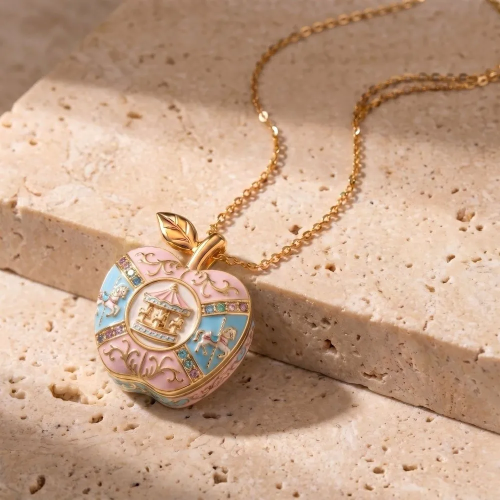 Gold color Opening Closing Phase Box Necklace Opening and Closing Box Jewelry Gift Women's Necklace Ballet Style