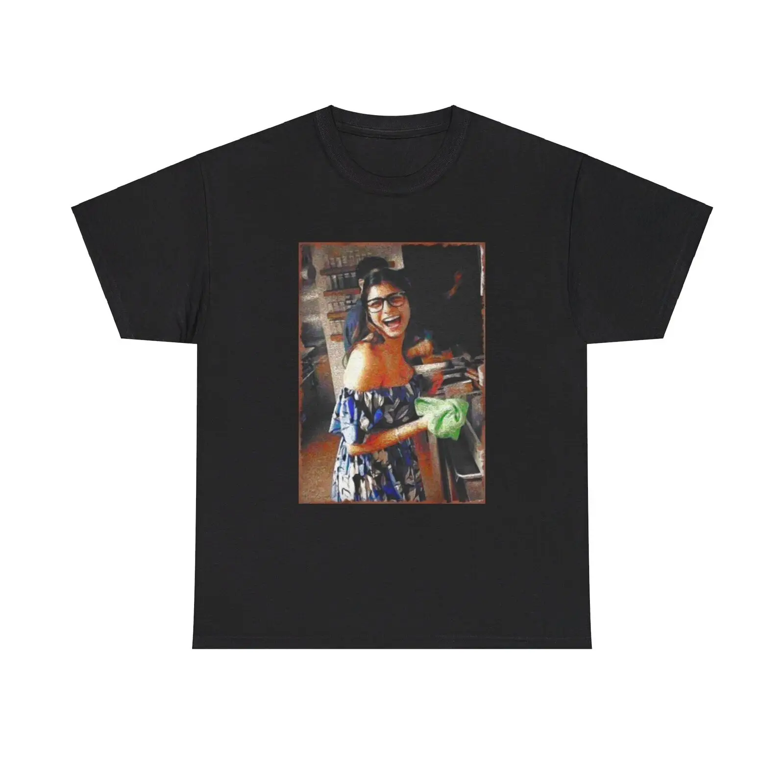 Mia Khalifa Poster Shirt Funny Model Onlyfans Graphic Gift Unisex Heavy Cotton