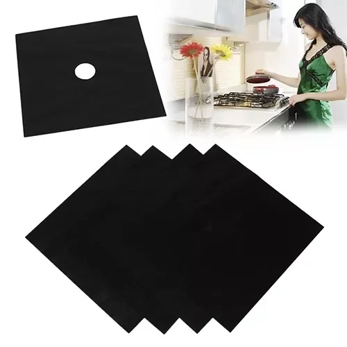 4 Pcs Square Foil Gas Hob Protector Liner Easy Clean Reusable Protection Pad Gas Stove Stovetop Protector Kitchen Accessories