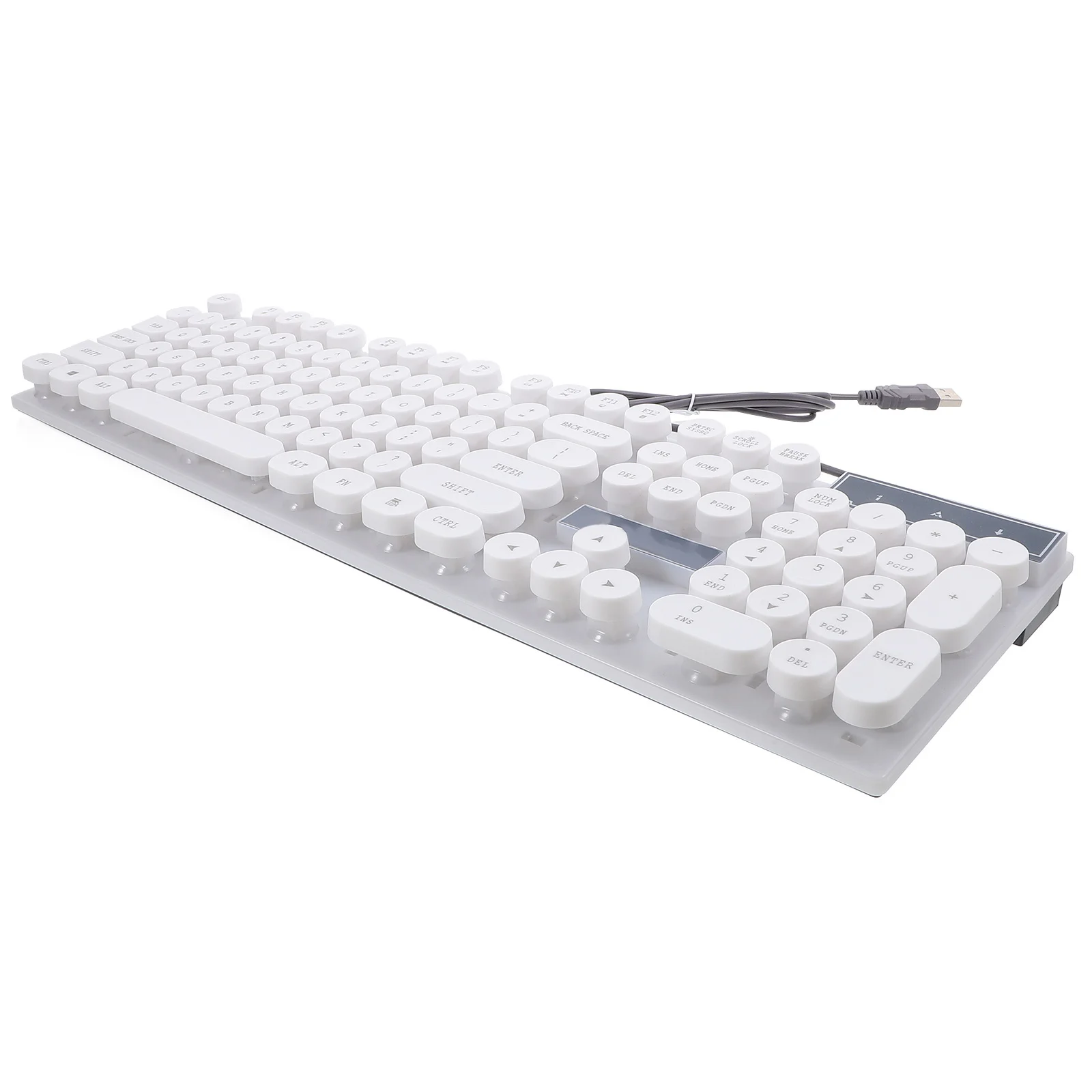 

USB Glowing Computer Keyboard White Creative Round Portable Keyboard for Computer Phone Tablet Outdoor Travel