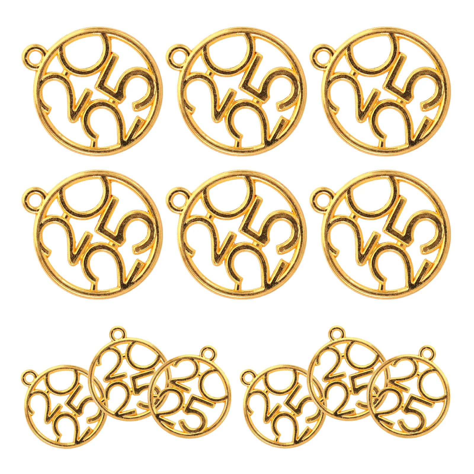 

25Pcs Number Charms 2025 Alloy Metal Pendants for DIY Jewelry Making Earrings Necklaces Bracelets Graduation New Years Craft