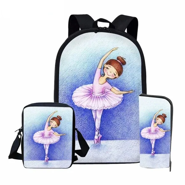 Borse da scuola stampate in 3D per studenti, harajuku, danza, balletto, scarpe, ballerine, zaino per laptop, zaino, borsa a tracolla inclinata,