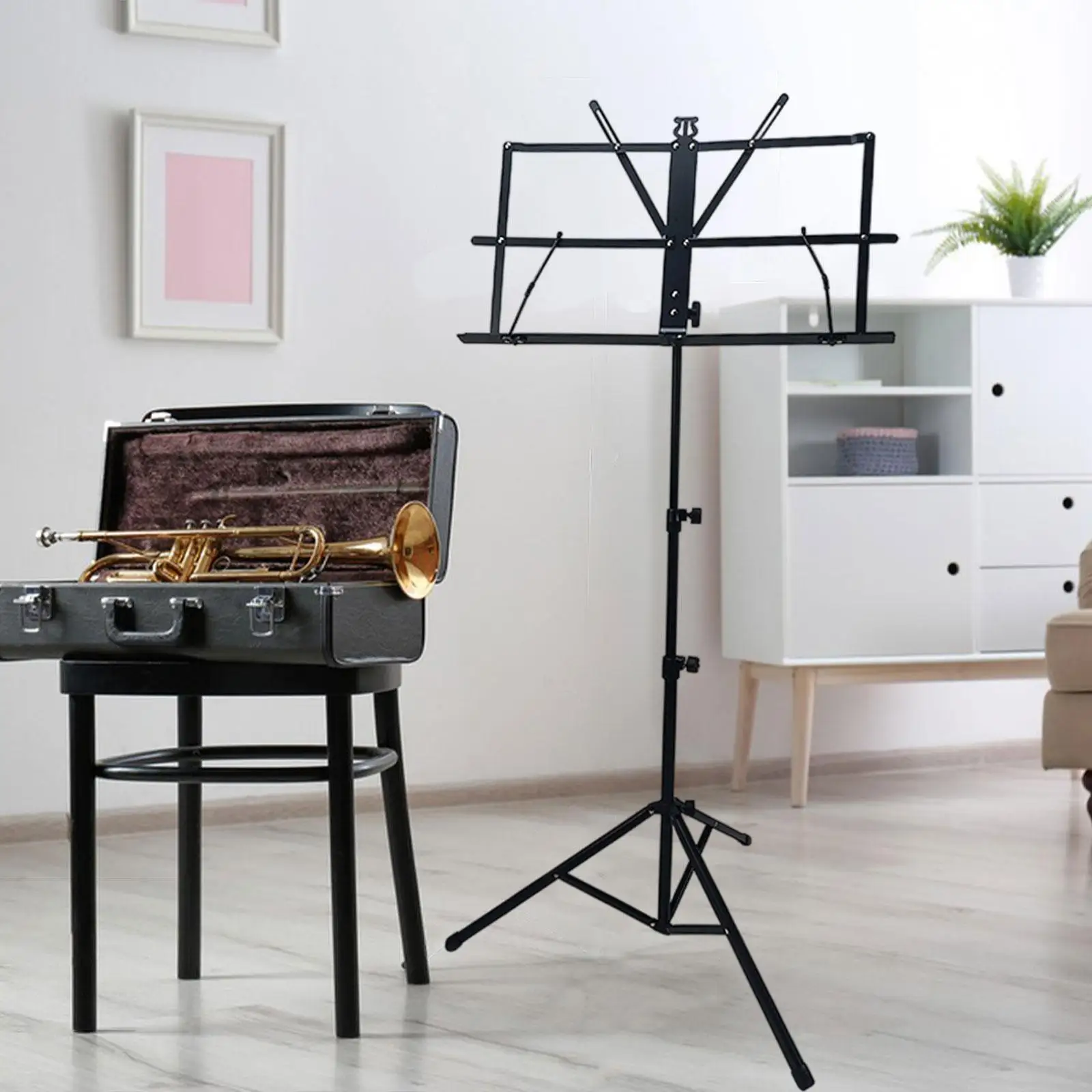 

Music Stand for Sheet Music,Sheet Clip Holder,Simple,Foldable Music Book Stand Adjustable Height for Musicians Guitar Players