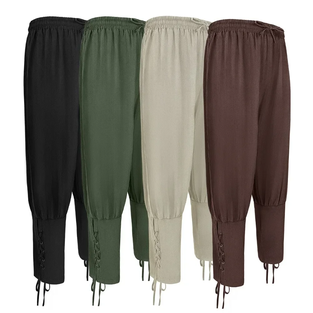 

Medieval Mens Cosplay Pants Viking Pirates Leg Bandage Trousers Male Renaissance Vintage Loose Horseman Pants Halloween Party