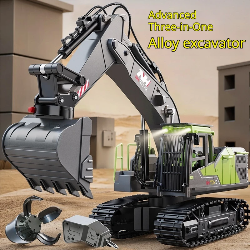 Nhtoys Remote Control Excavator 2 4g 14 Channel Alloy Spray Electric Drilling Digging Vehicle Toy