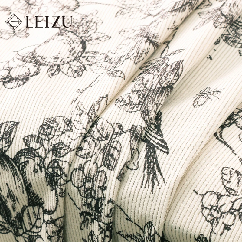 

0.5/1/2Yard Soft Ribbed corduroy Fabric Simplified Plant Print Spring Autumn Making Pants Jacket Children Adult Clothing Cloth