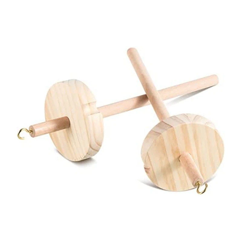 2Pc DIY Drop Spindle Top Whorl Yarn Spinner Hand Wooden Spinning Wheel For Yarn Making Yarn Spindle For Beginners Sewing