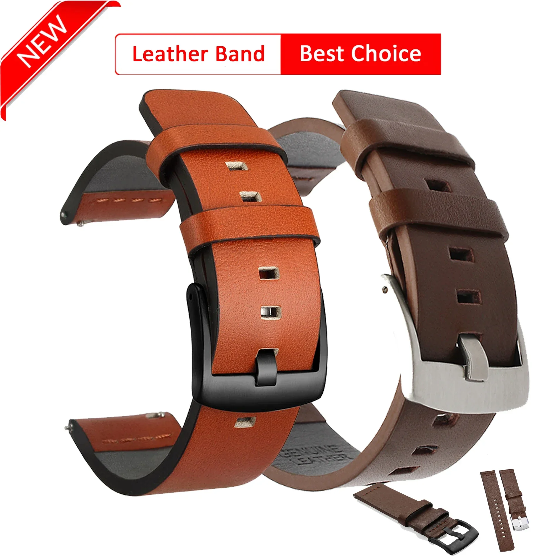 

22mm 20mm High Quality Leather Watchband for Samsung Galaxy Watch 6Classic 43mm 47mm 7 6 5 4 40/44mm 5Pro 18mm Strap Quick 24mm