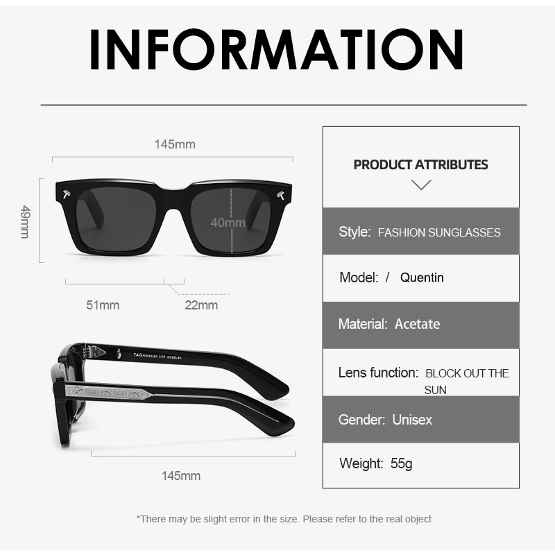 TAG Hezekiah العلامة التجارية الفاخرة النظارات الشمسية الرجال خلات نظارات شمسية النساء في الهواء الطلق حماية السفر ظلة مصمم QUENTIN مكبرة