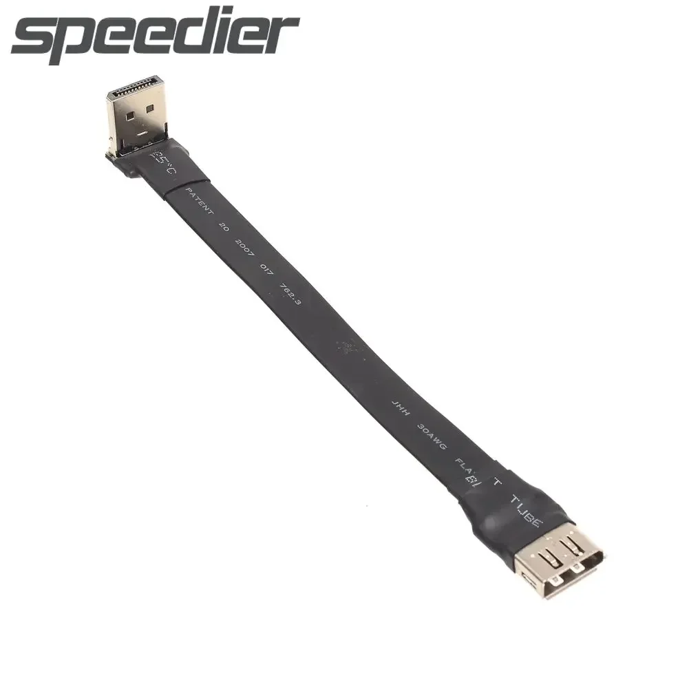 Cable de extensión DisplayPort V1.2 DP a DP 4K 60Hz adaptador en ángulo de 90 grados 5CM-3M puerto de pantalla FPC Cable plano hembra-macho