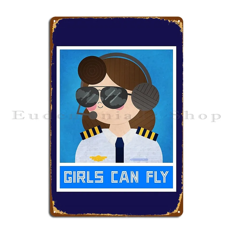 Girls Can Fly Metal Plaque Club Bar Home Iron Cave Classic Tin Sign Poster