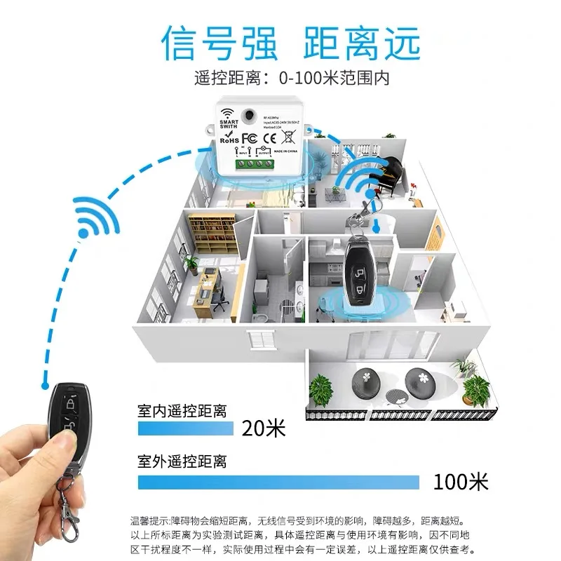 1-5PCS Wireless remote control switch of high quality Wifi+ RF mini intelligent switch without wiring RF433MHz remote controller