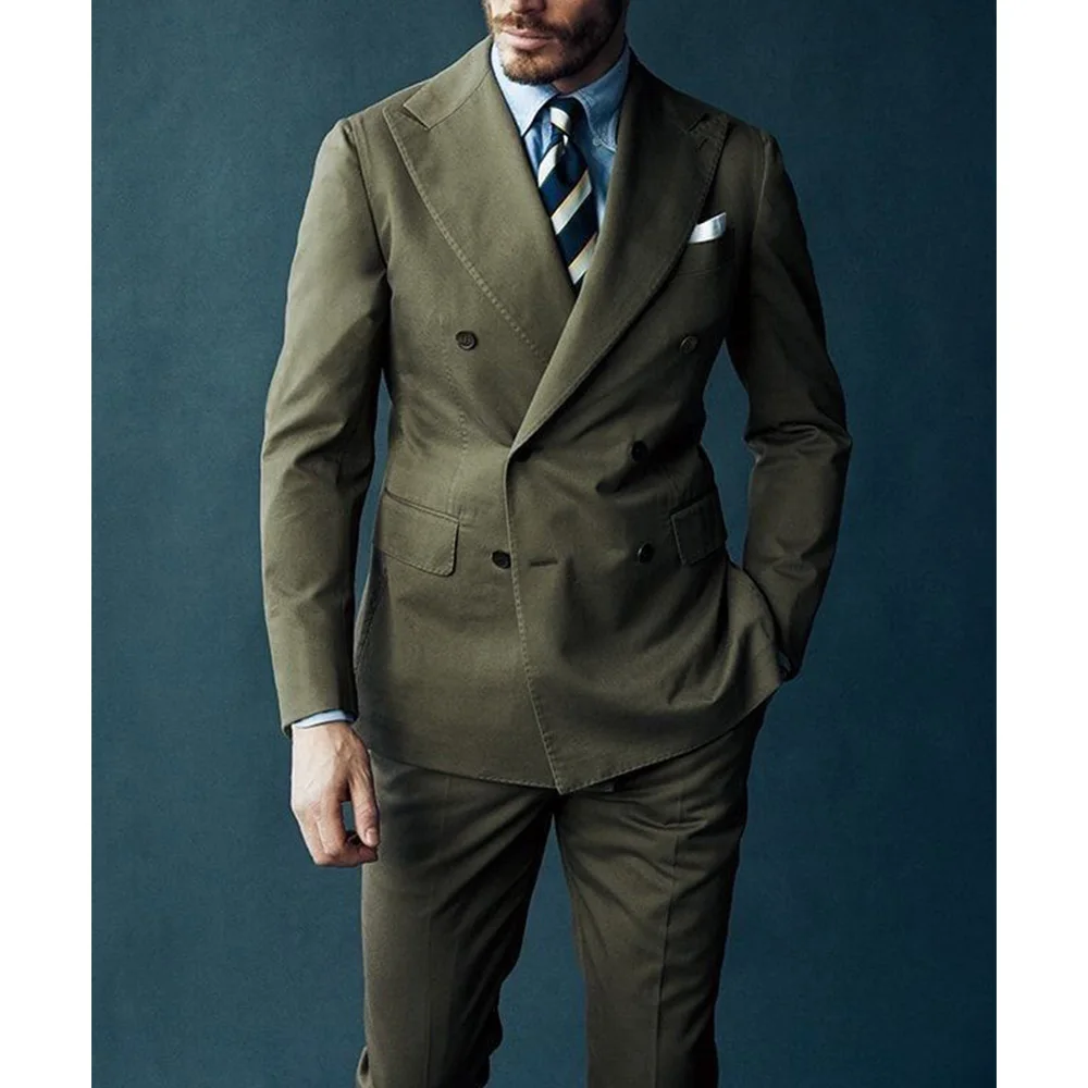

Men Suit 2 Piece Set Double Breasted Notched Lapel Elegant Fashion Slim Fit Comfortable Casual Men Suits Business Office Wear Fo