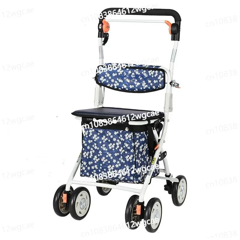 Household Elderly Shopping Cart Grocery Walker, Foldable Portable Car Can Load 90kg, Seniors Luggage Trolley