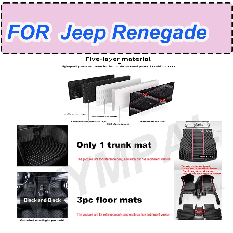 

Роскошные автомобильные коврики на заказ для Jeep Renegade 2016 2017 2018 2019, роскошные кожаные автомобильные коврики