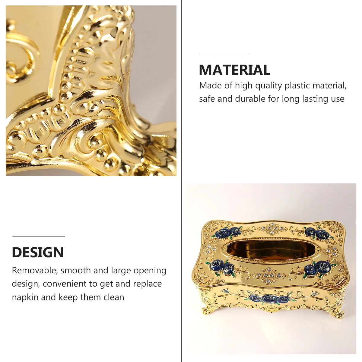 

Top-Grade Tissue Box European Style Napkin Container Simple Fashion for Bathroom Hotel Living Room Bedroom Car Gift