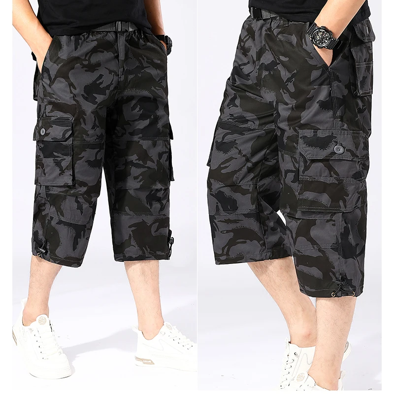 

Multi Pockets Knee Length Outdoor Cargo Shorts Man Summer Cotton Pants Work Shorts Sports Wear Casual Hiking Short Pants