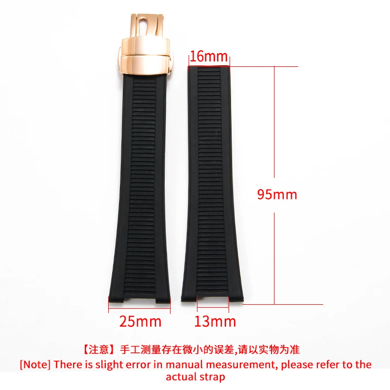 Classic Black Gray 25x13mm Watch Strap for Patek Philippe Nautilus 5711 5712 5726 AntiAllergic Silicone Bracelet Watchband