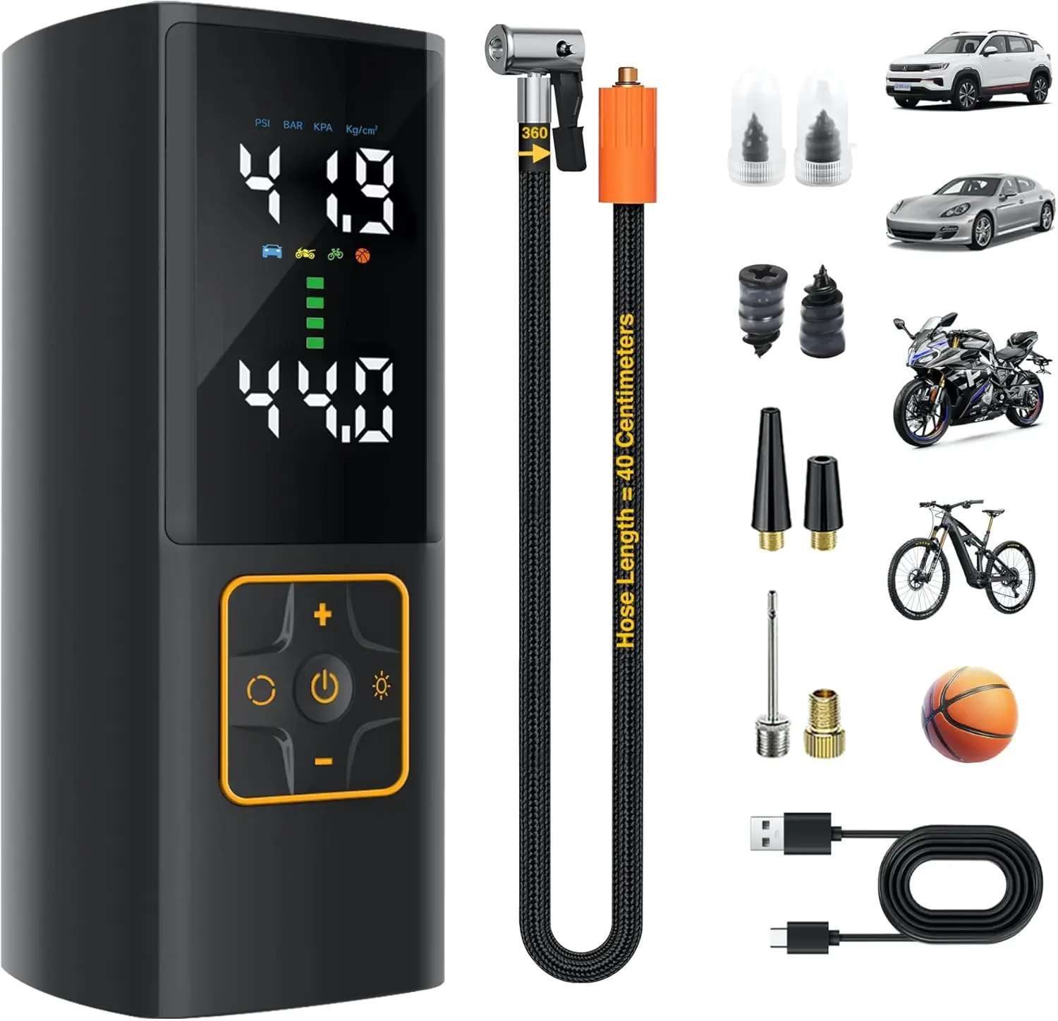 

Портативный цифровой насос для шин, быстрая автоматическая инфляция, до 150 фунтов на квадратный дюйм, для мойки автомобилей и обслуживания