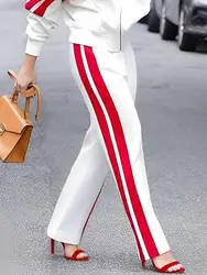 Bonboho Side-striped Sweatpants Streetwear Casual Trousers 2024 Spring New High Waist Straight Loose Fit Full-length Pants