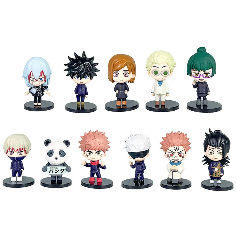11pcs/set Animation Jujutsu Kaisen Itadori Yuji Gojo Satoru Ryomen Sukuna Megumi Panda Anime Figure Collection Model Toy