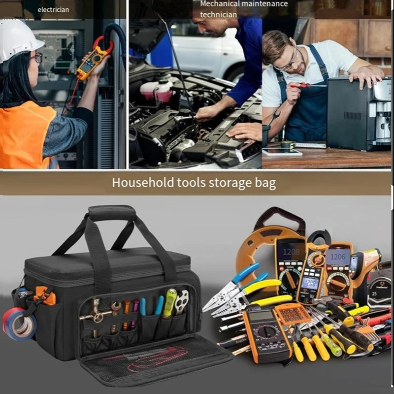 M11K-Anti-Friction Bottom Tool Bag Hand Tool Storage Organizer Bag For Men Electrician Tool Bag Multi-Purpose Work Tote Bag