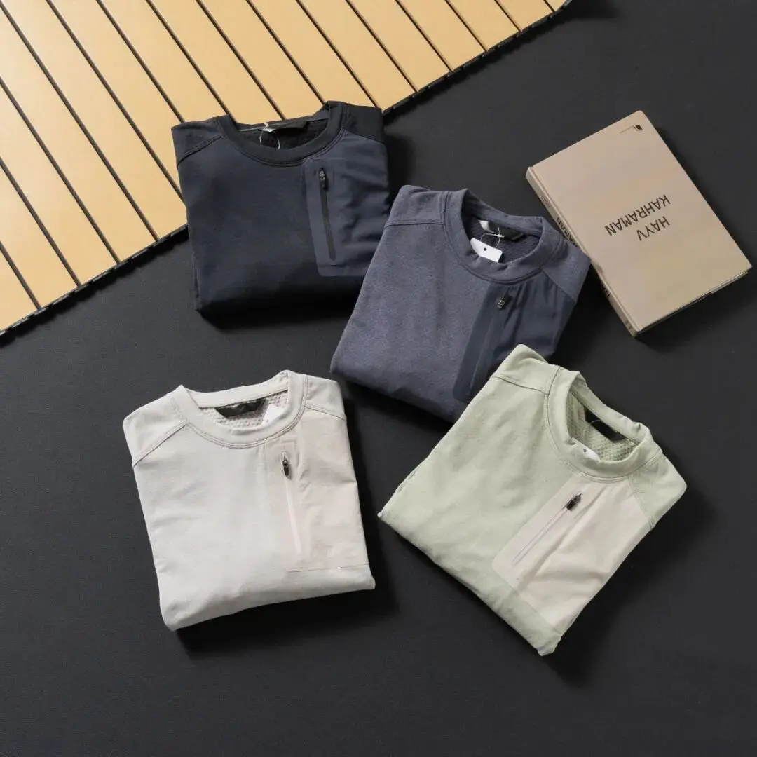 

High-End Outdoor Long-Sve T-irt Lightweight Warm Honeycomb Fce Casual round Ne Men's Spor Autumn Winter New Arrival