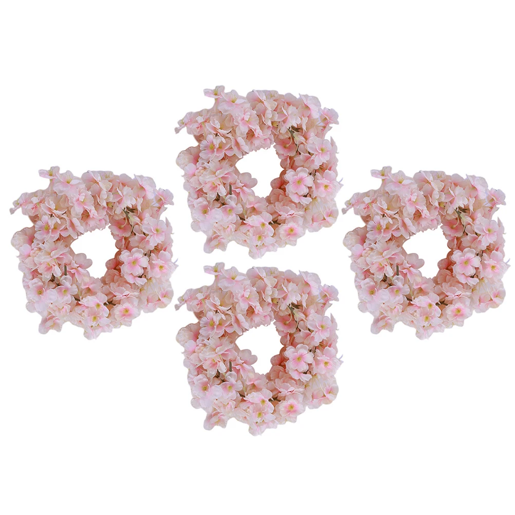 

4pcs Imitation Cherry Blossom Rattan Strings Bright Vivid Color Decorative Hanging Vine Swag Simulation Flower For Valentine'S