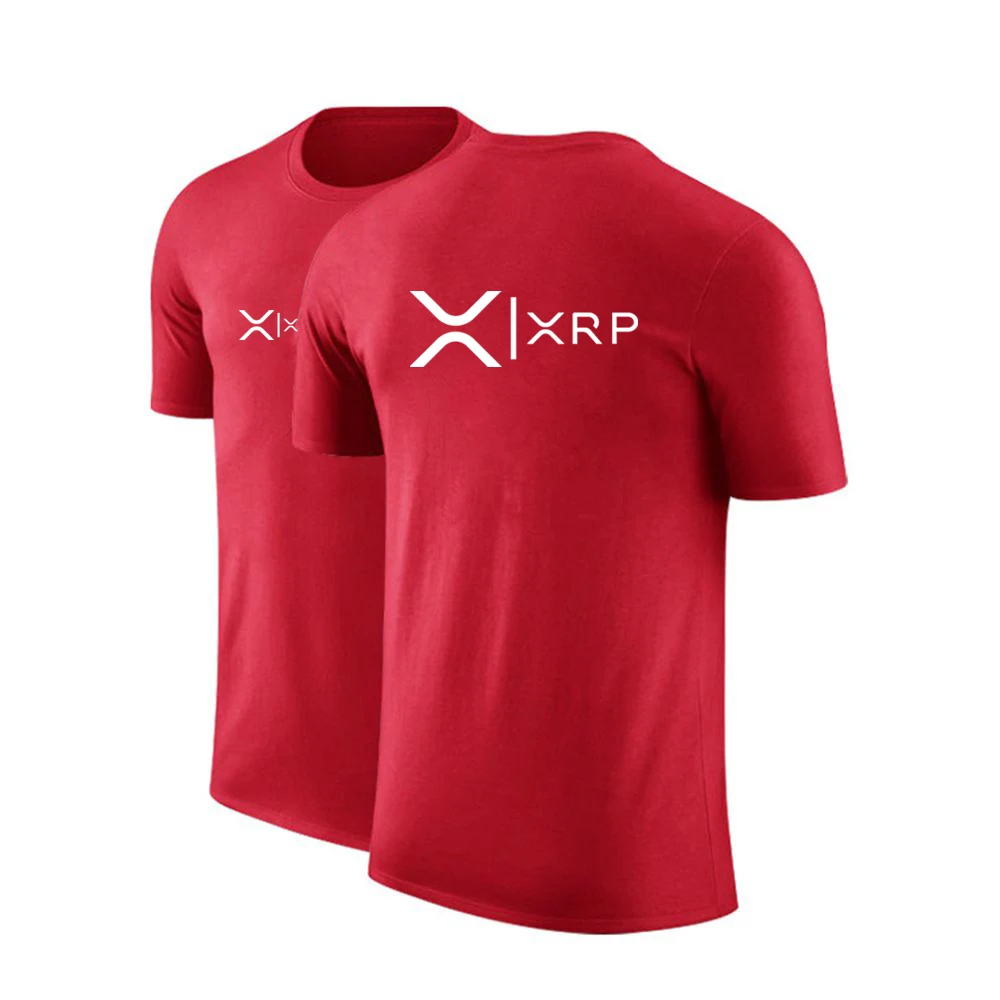 2025 تموج العملة المشفرة XRP جديد الرجال الصيف الجولة الرقبة العادية تي شيرتات قصيرة الاكمام الطباعة نوعية جيدة بلوزات مريحة