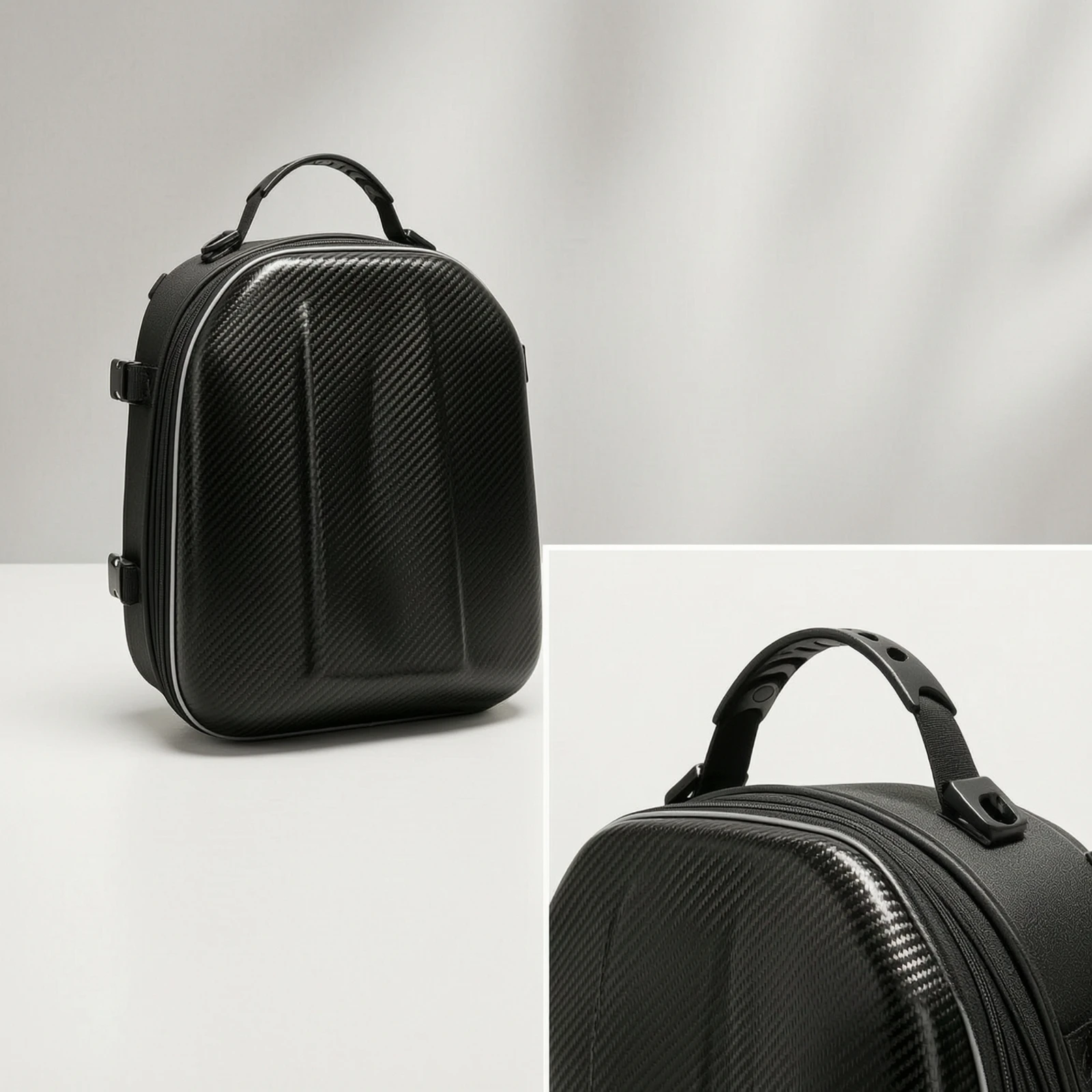 Carbon-fiber-style Hard Shell Motorbike Backpack for Motorcycle Riding Water-resistant Travel Gear Bag