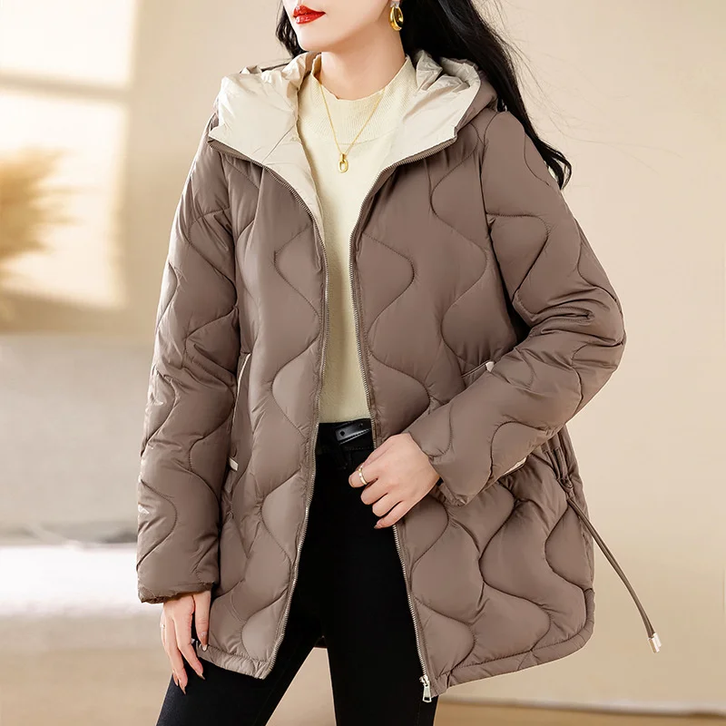 Autumn Winter Coat Women Down Cotton-padded Jacket Hooded Coats Thicken Parkas Windproof Warm Zip Outerwear Loose Overcoat 2024