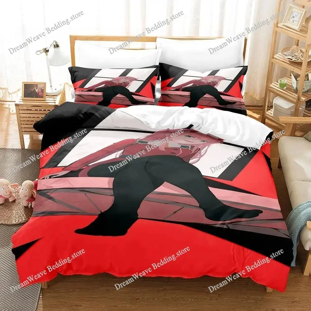 

Zero Two DARLING in The FRANXX Cartoon Comforter Bedding Set,Duvet Cover Bed Set Quilt Cover Pillowcase,Queen Size Bedding Set96