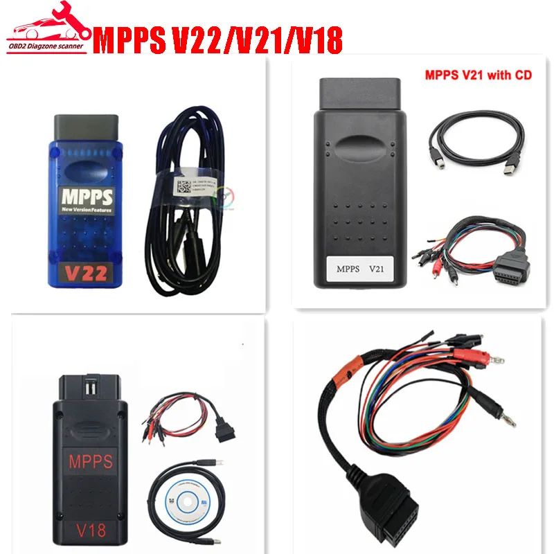 Newst MPPS V18 V21 V22 ECU Flasher Chip Tuning Programmer Interface OBD2 Auto Scanner For Audi F-ord WithTricore Cable Car Tool