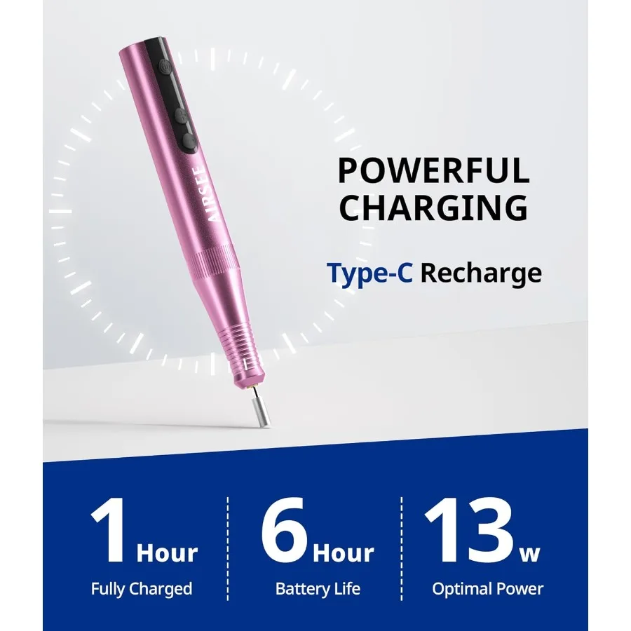 Profesjonalna, akumulatorowa frezarka do paznokci Pro 25000RPM do paznokci akrylowych, z proszkiem do dipu i żelowych, idealna do salonu i użytku domowego, z zestawem B