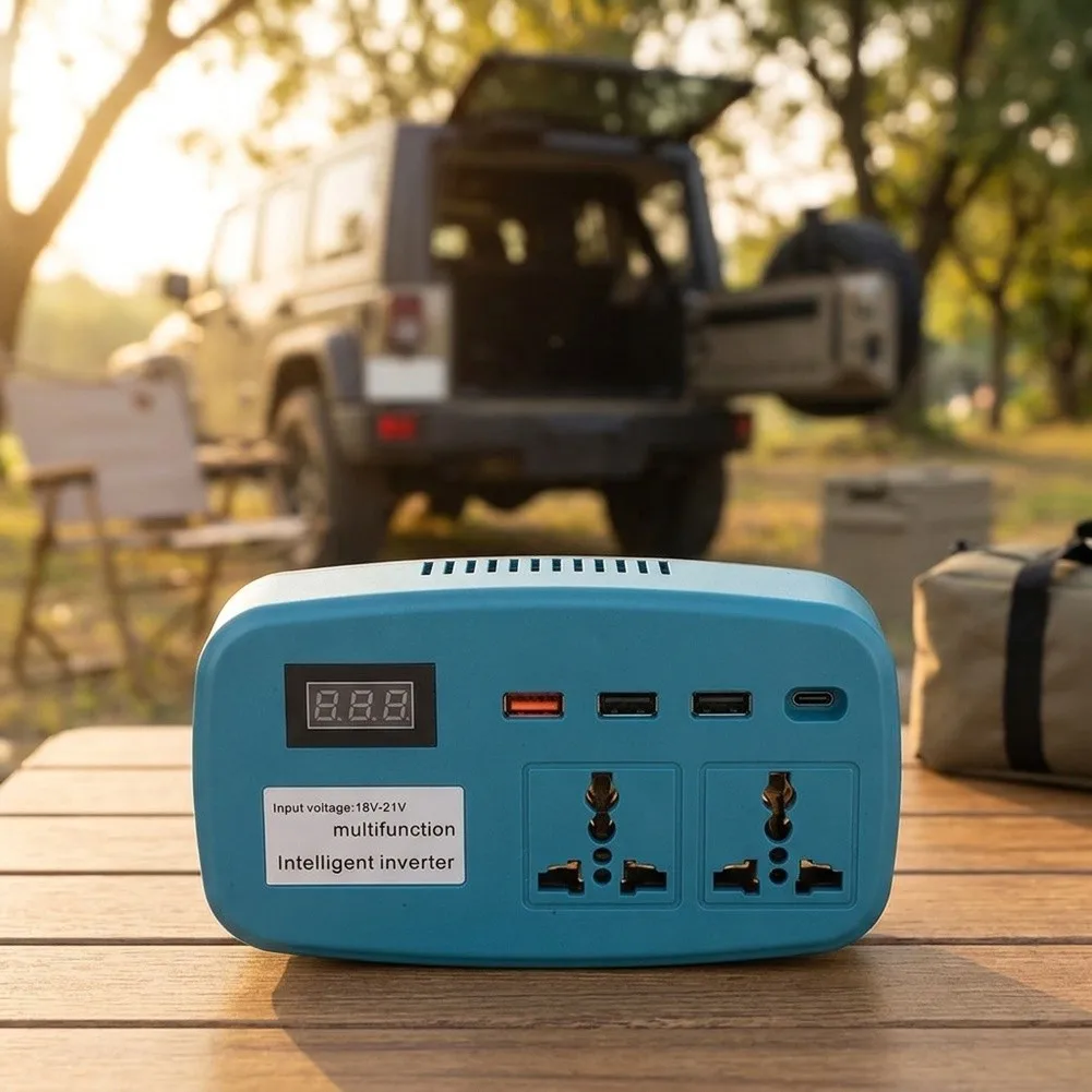 DC To AC 220V Power Inverter Converter 1100W For Dayi 04737 Outdoor Car Camping Use Green Plastic Portable Adapter Tool