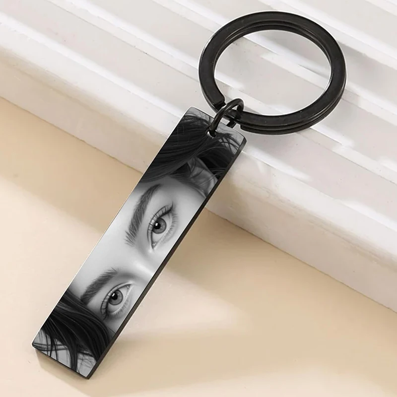 

Брелок с изображением на заказ, персонализированный брелок с гравировкой текста и глазом, индивидуальное имя и глаза, брелок с фотографией, ювелирные изделия, подарки для влюбленных