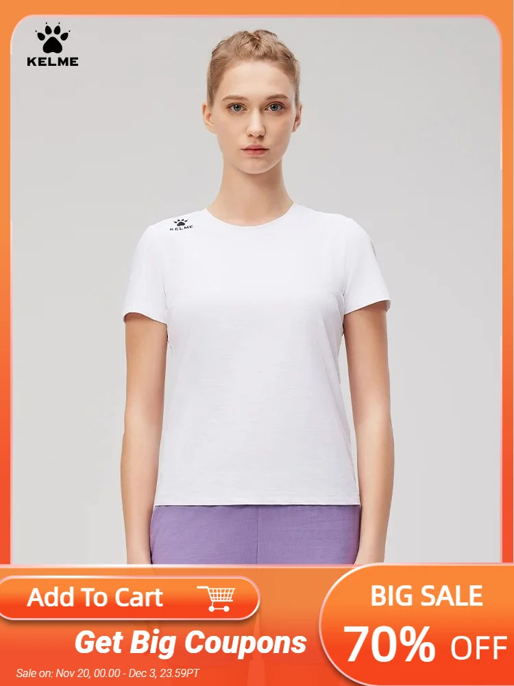 

Kelme Women's Yoga Wear Quick-drying Sports Tops Breathable Fitness Training Wear Outdoor Running Short-sleeved T-shirt